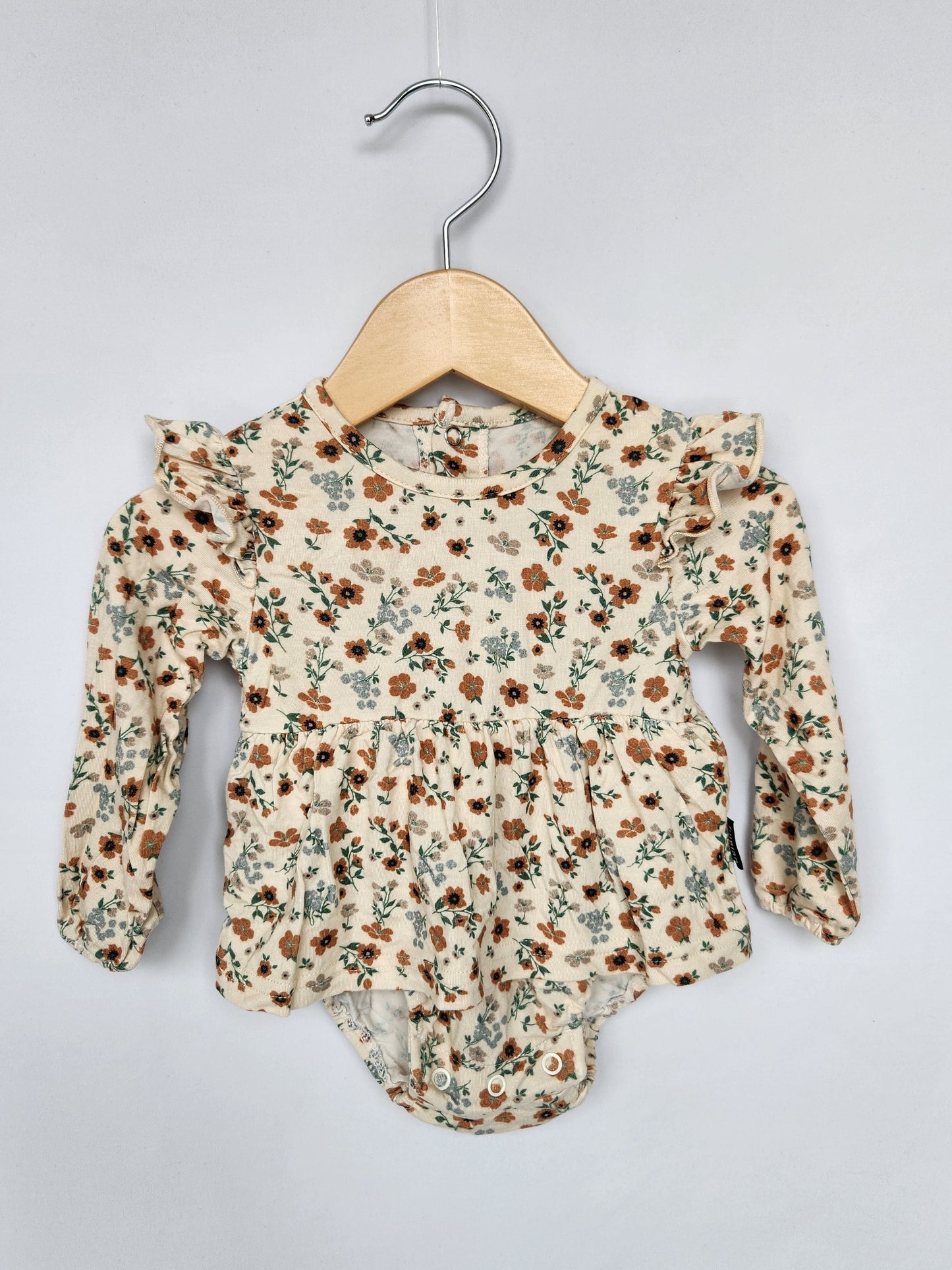 Belan J Enchanted Garden Skirted Bodysuit & Matching Bow • 0-3 months