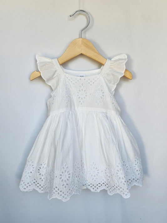 NEW Baby Gap White Cotton Dress & Bloomers • 6-12 months