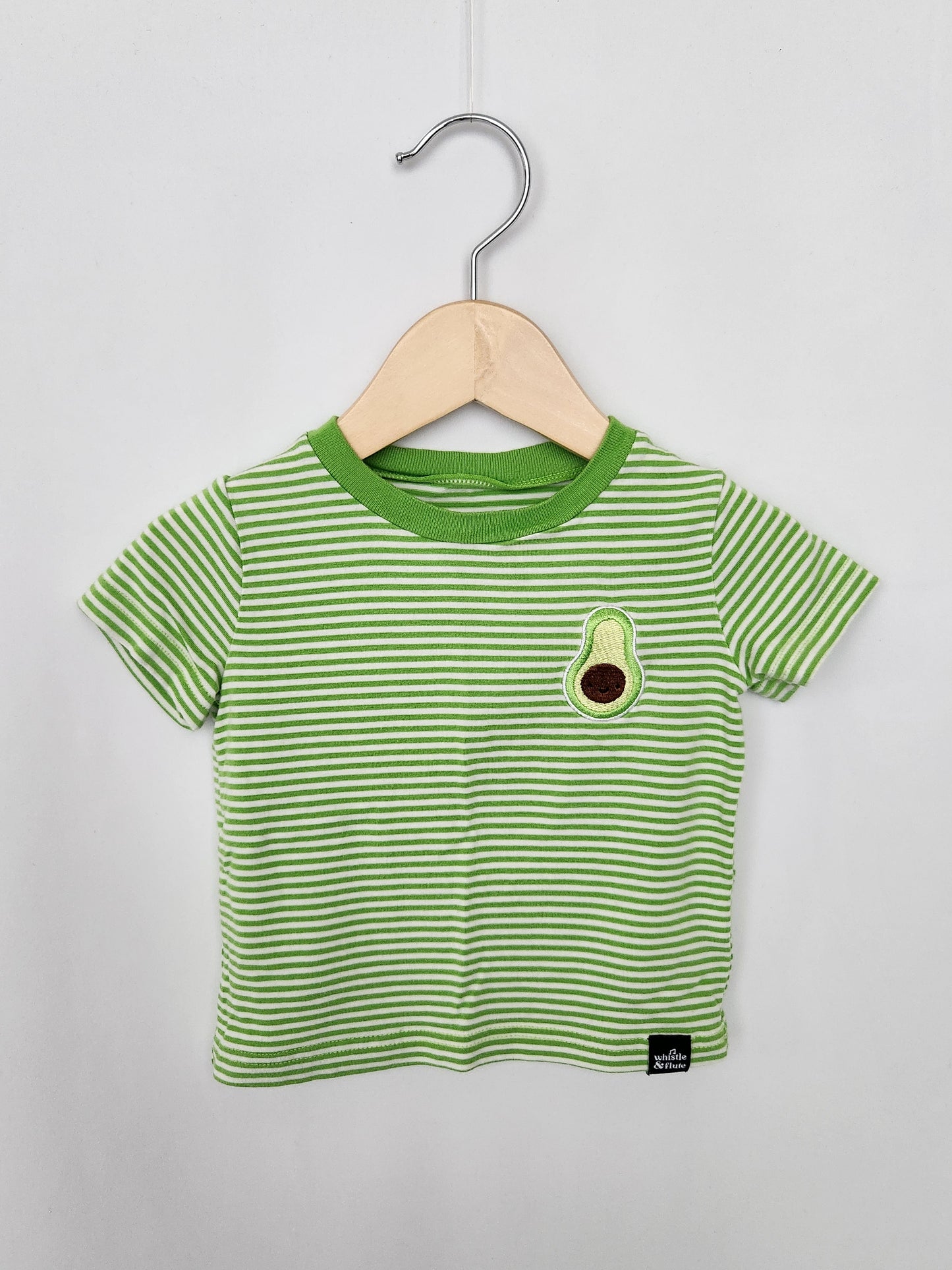 Whistle & Flute Stripe Avocado Tee • 6-12 months