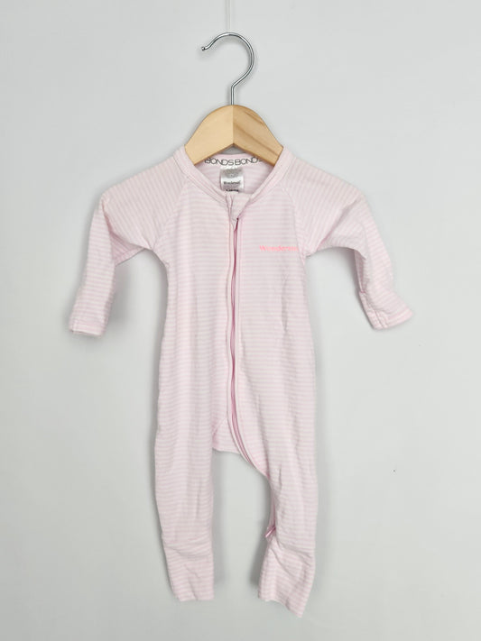 Bonds Pink Stripe Wondersuit • 0-3 months