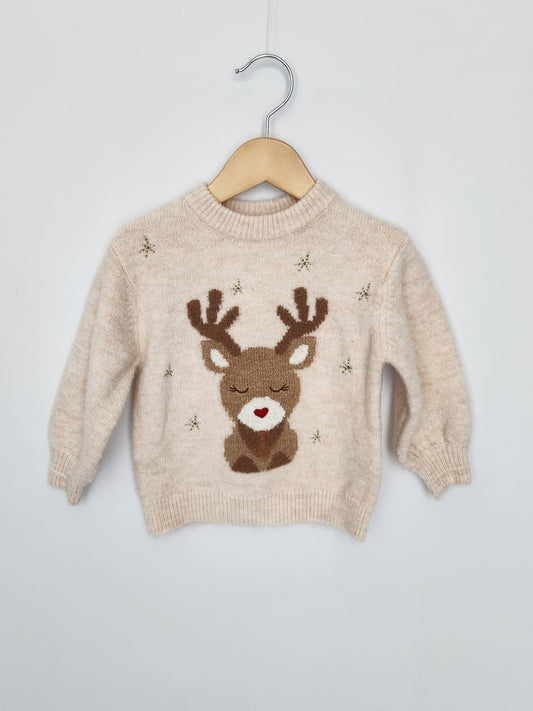 Zara Reindeer Knit Sweater • 18-24 months