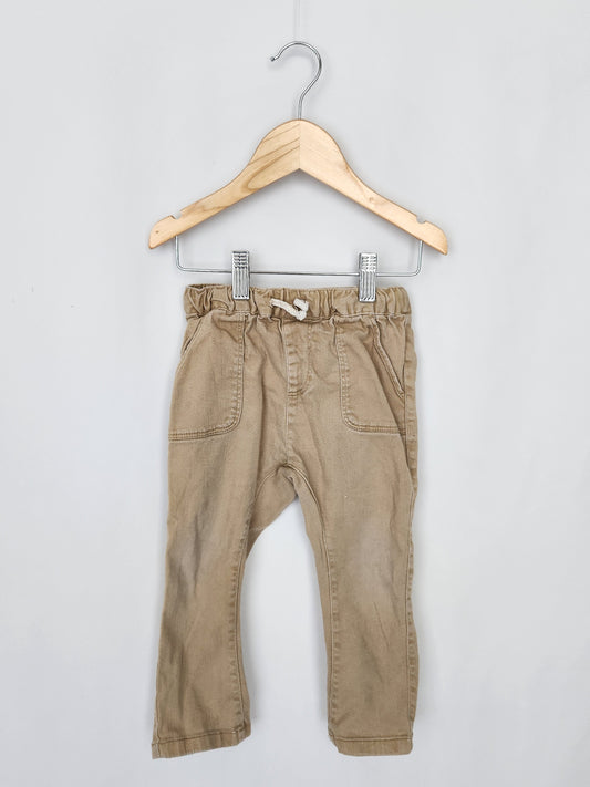 H&M Tan Drawstring Jeans • 2-3 years