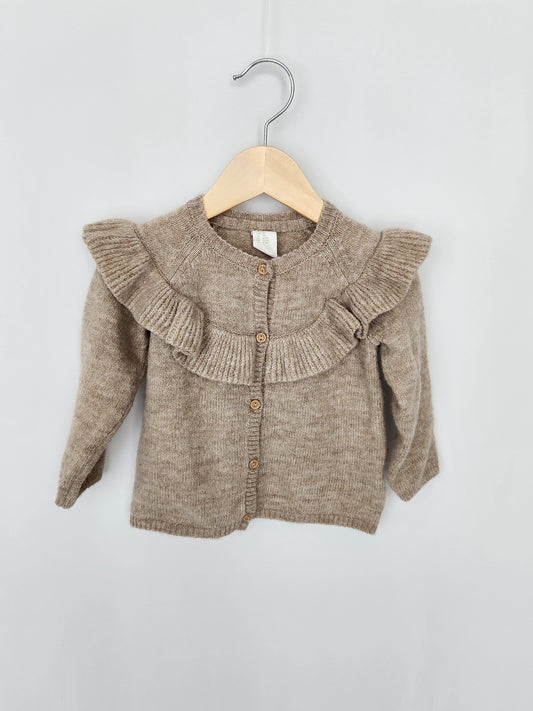 H&M Oat Ruffle Knit Cardigan • 6-9 months