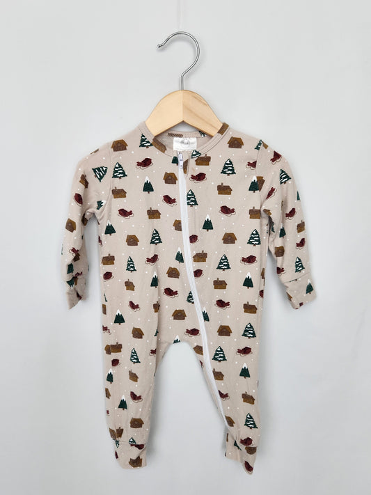 Tiny Button Apparel Holiday Zip Romper *stains* • 0-6 months