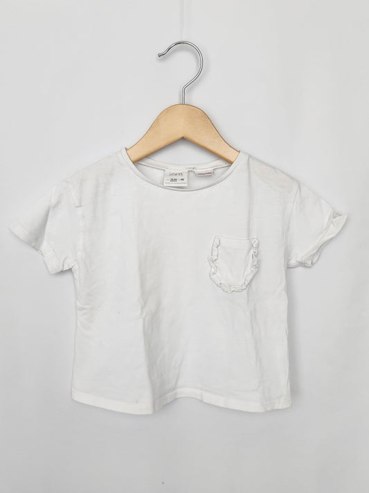 Zara White Basic Pocket Tee • 18-24 months