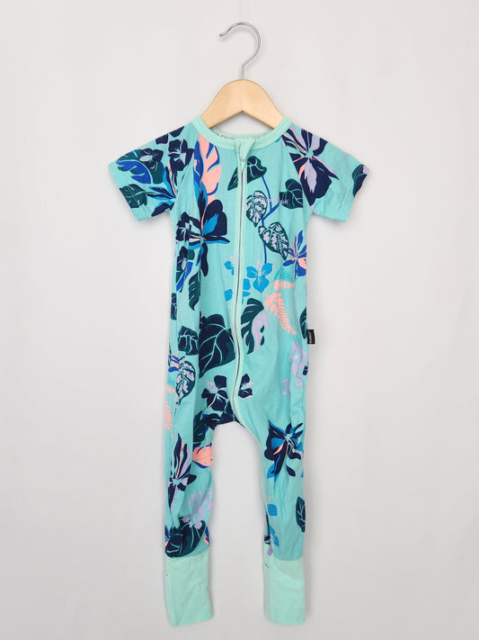 Bonds Short Sleeve Floral Wondersuit • 18-24 months