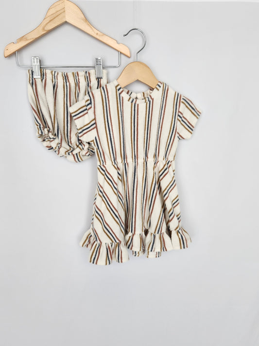 Quincy Mae Stripe Terry Dress & Bloomers • 18-24 months