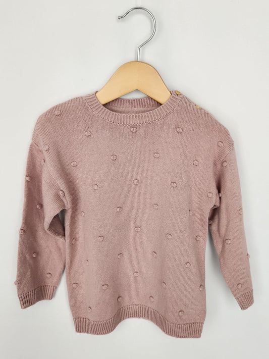 H&M Dusty Rose Dotty Sweater • 12-18 months