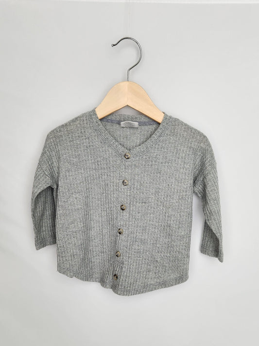 Jax & Lennon Light Grey Waffle Top • 12-18 months