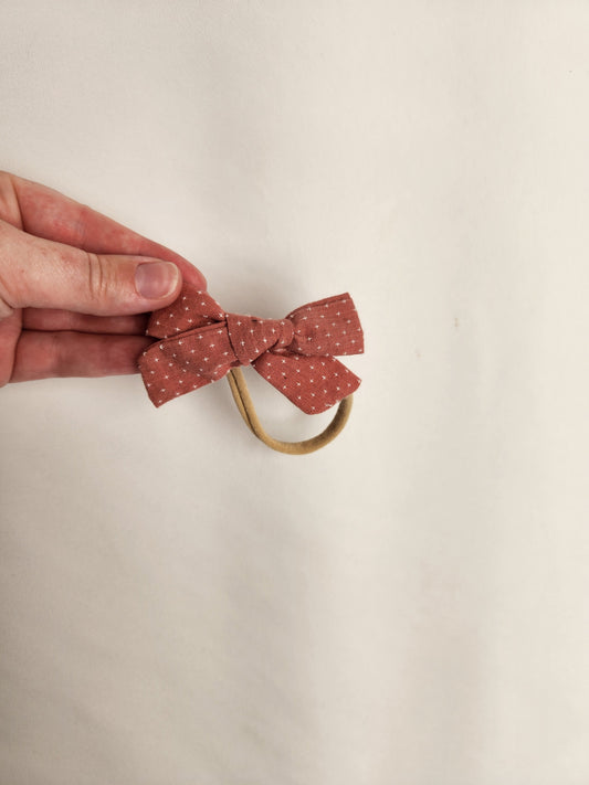 Pink Dotty Nylon Stretchy Bow