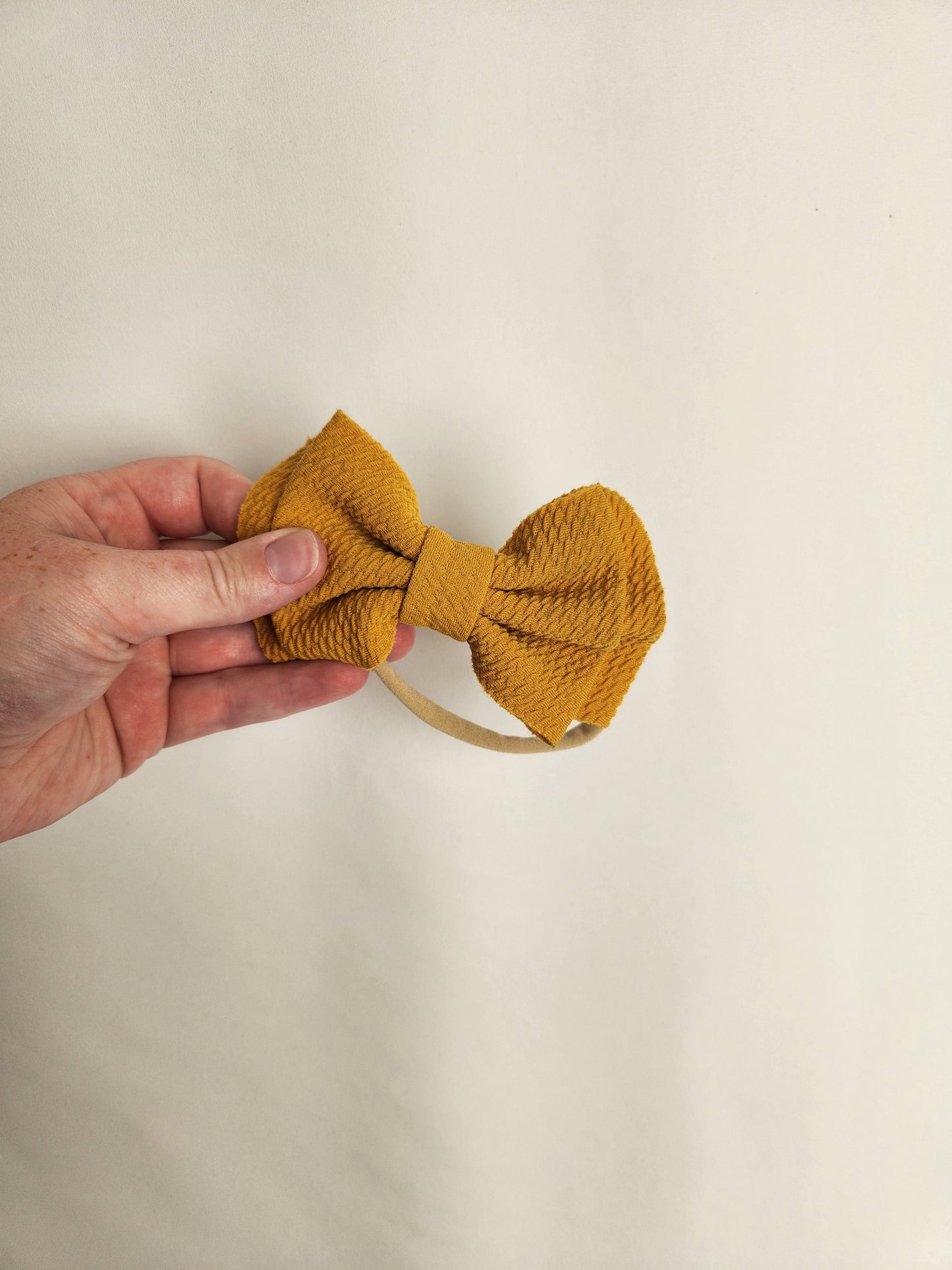 Mustard Nylon Stretchy Bow