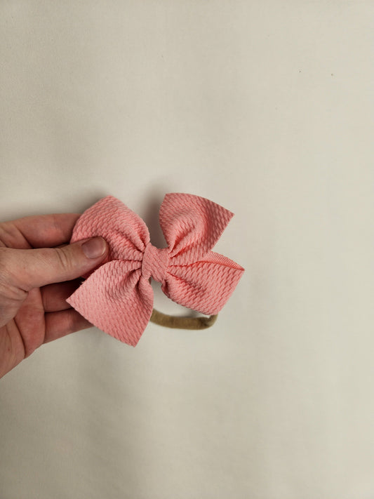 Baby Pink Nylon Stretchy Bow