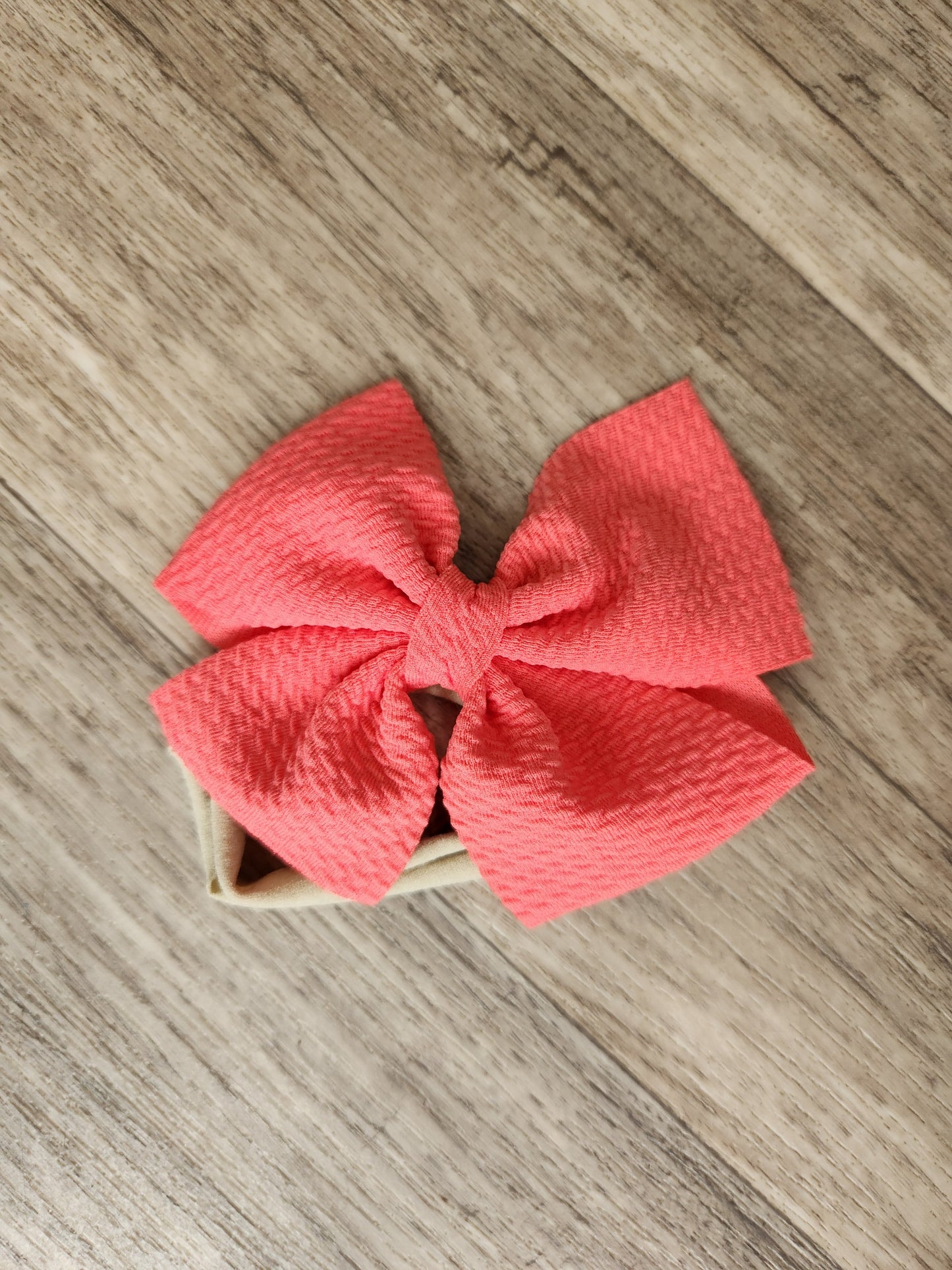 Salmon Nylon Stretchy Bow