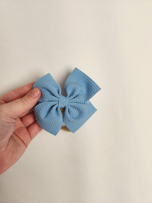 Light Blue Nylon Stretchy Bow