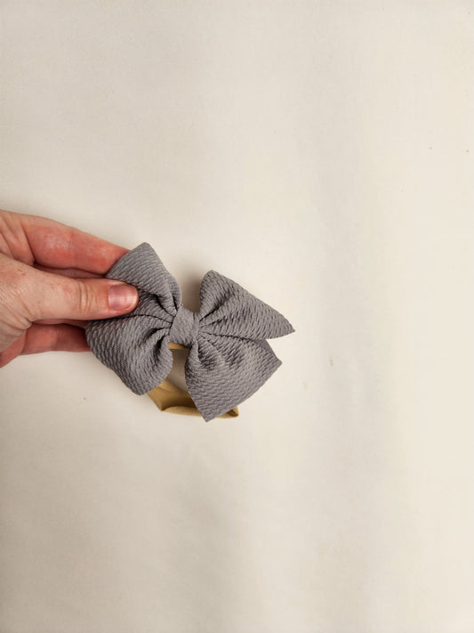 Light Grey Nylon Stretchy Bow