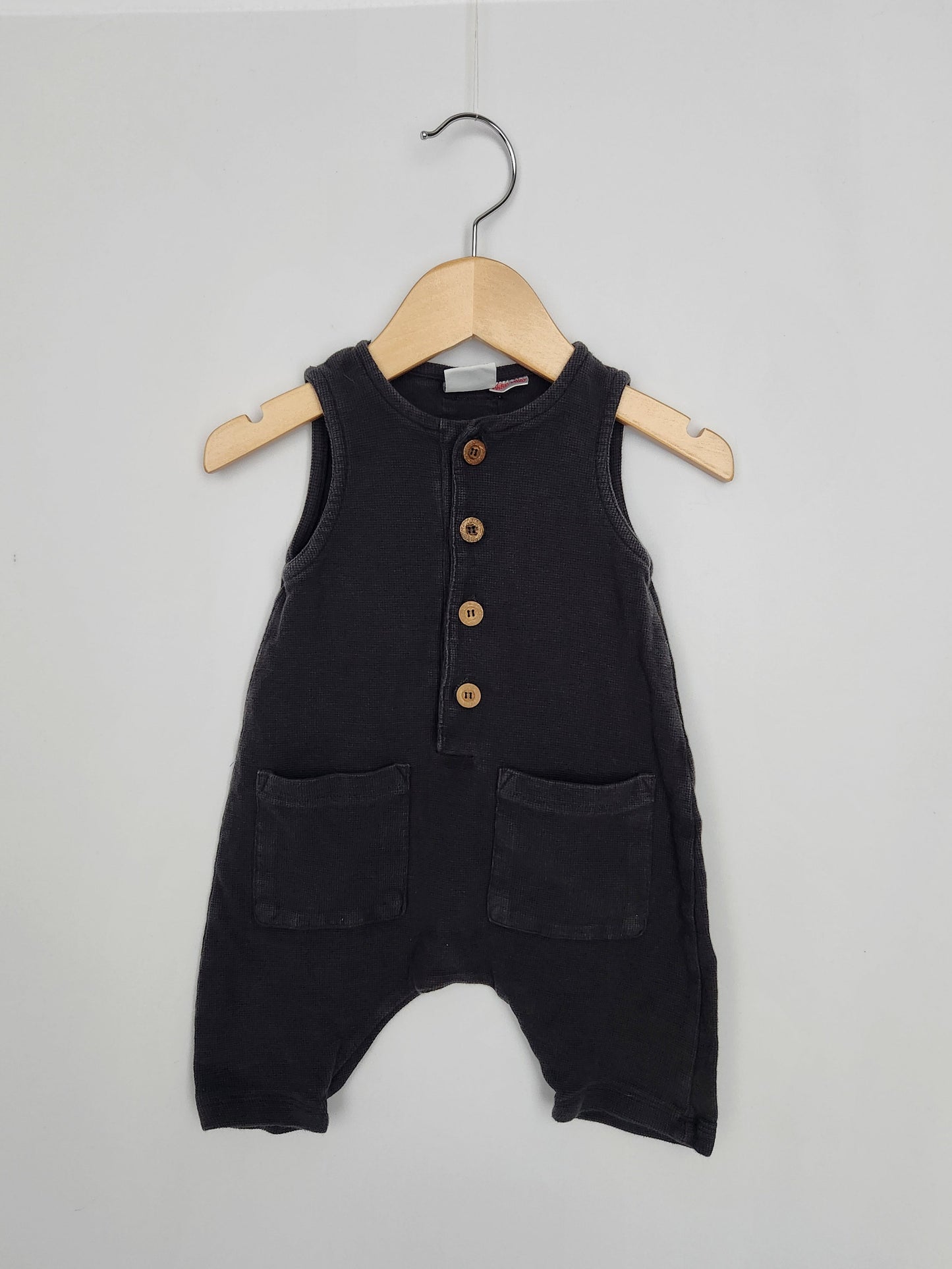 Zara Grey Waffle Overalls • 3-6 months