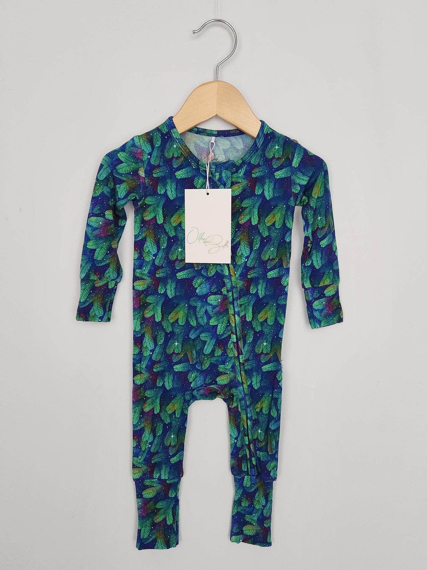 NEW Ollee + Belle Pine Bamboo Zip Romper • 6-9 months