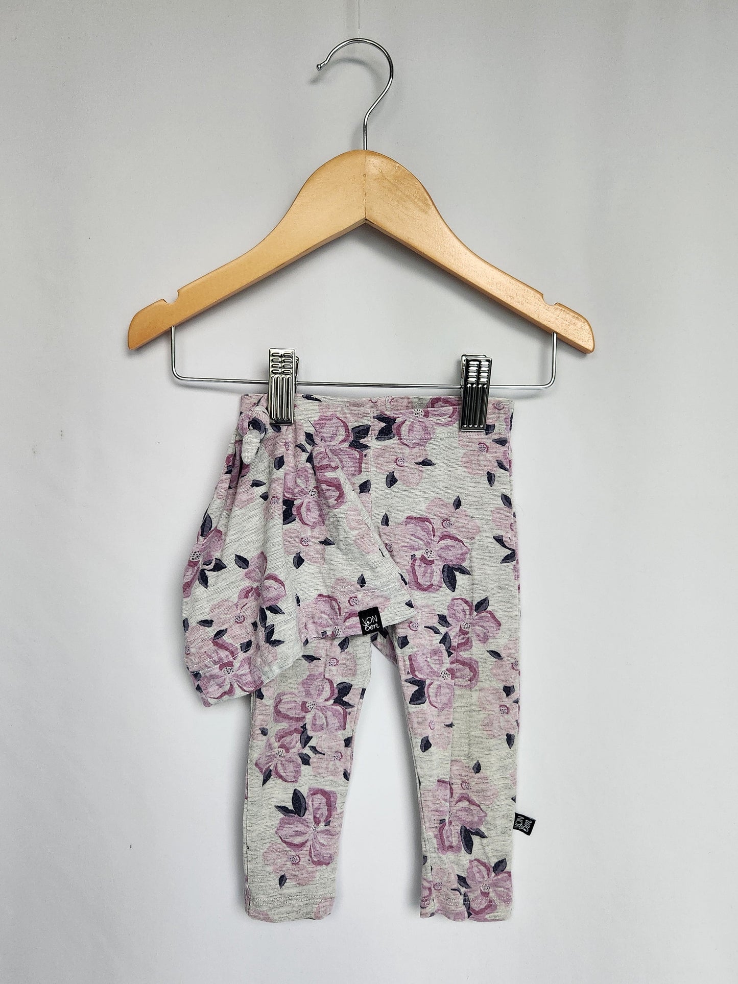 Vonbon Floral Bamboo Leggings & Matching Hat • 3-6 months