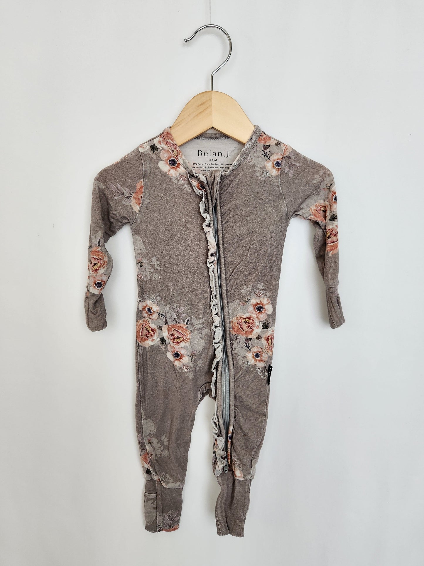 Belan J Grey Floral Zip Romper • 3-6 months (2)