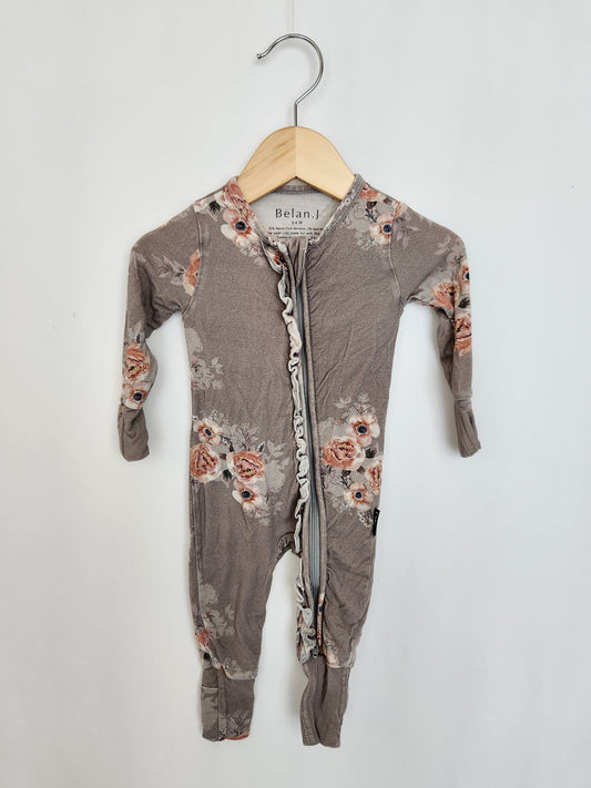 Belan J Grey Floral Zip Romper • 3-6 months (2)