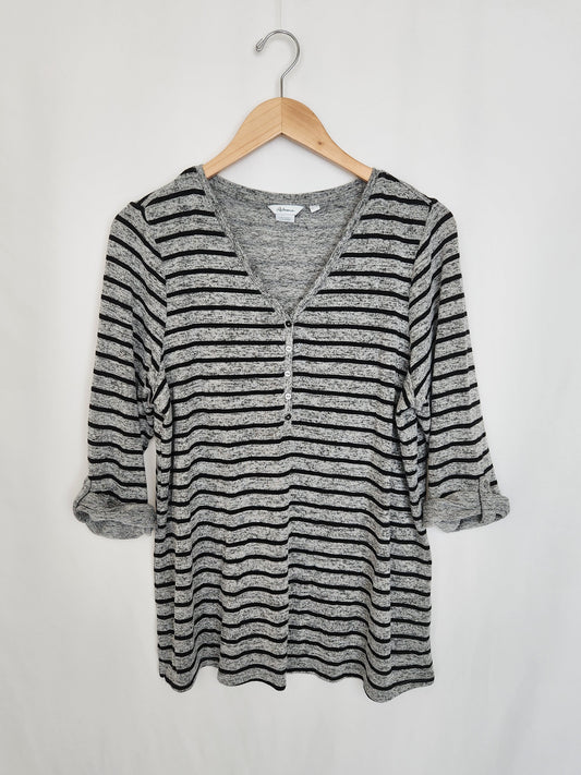 Reitmans Grey Stripe Casual Top • XX-Large