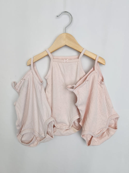 H&M 3-Pack Pointelle Cotton Tank Bodysuits • 2-4 months