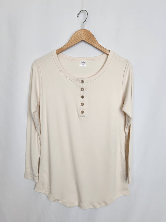 Dwelling Apparel (Little & Lively) Ivory Henley Long Sleeve • Small