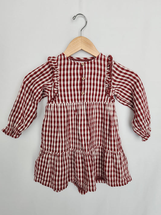 Zara Red Gingham Dress • 3-4 years