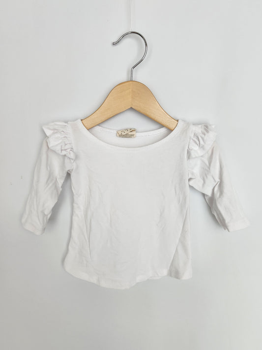 Nest & Nurture White Millie Ruffle Top • 12-24 months