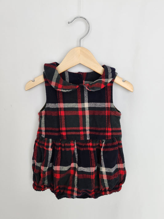 Small Shop Plaid Collared Romper • 12-18 months