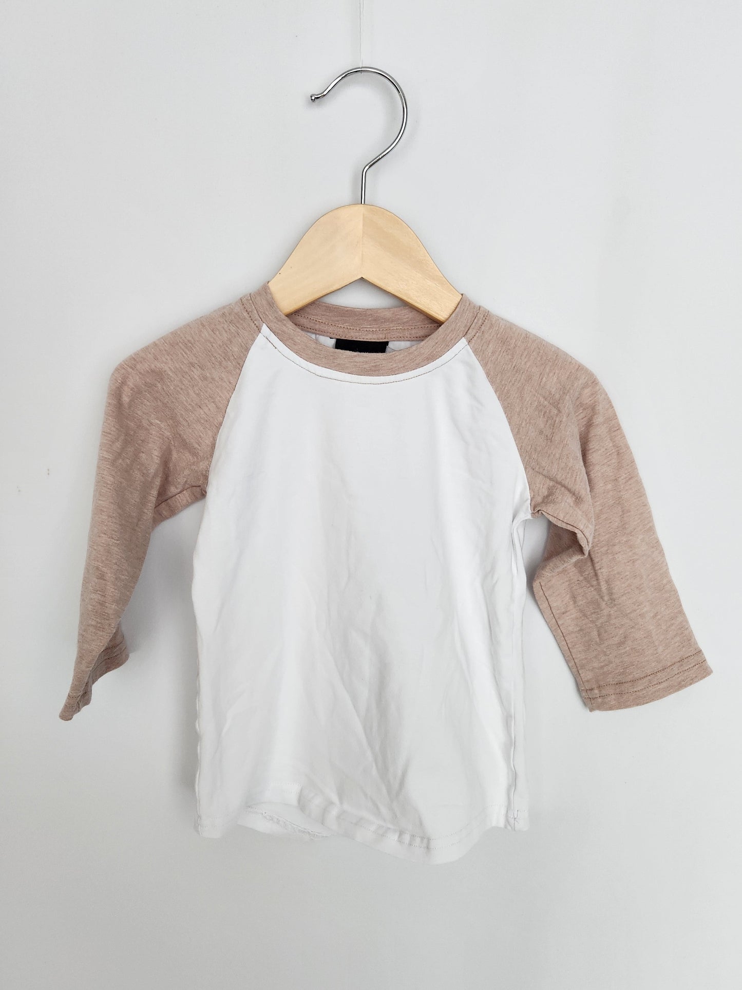 Little Bipsy Beige/White Raglan Tee • 18-24 months