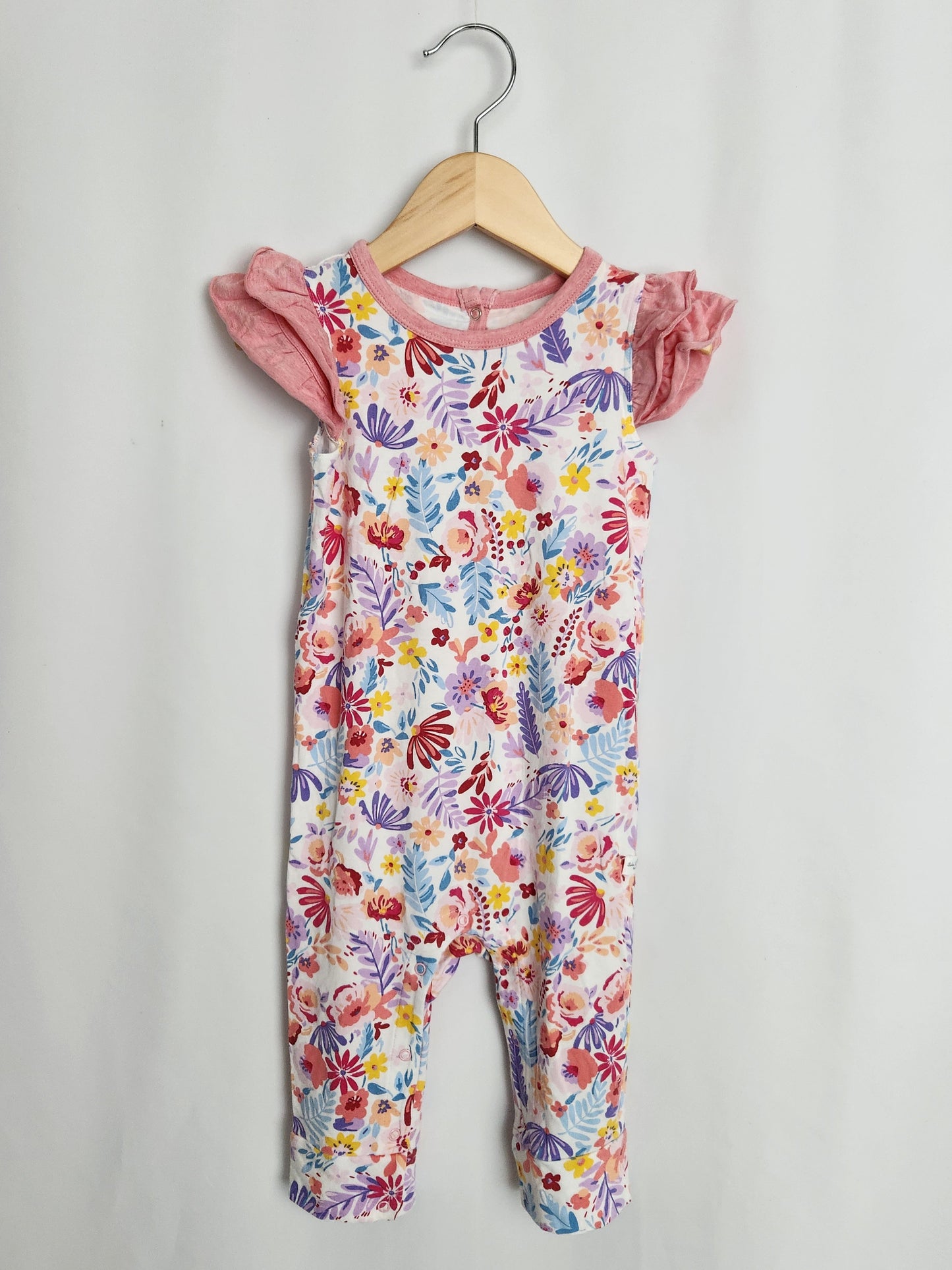 Loulou Lollipop Floral Ruffle Sleeve Romper • 18-24 months