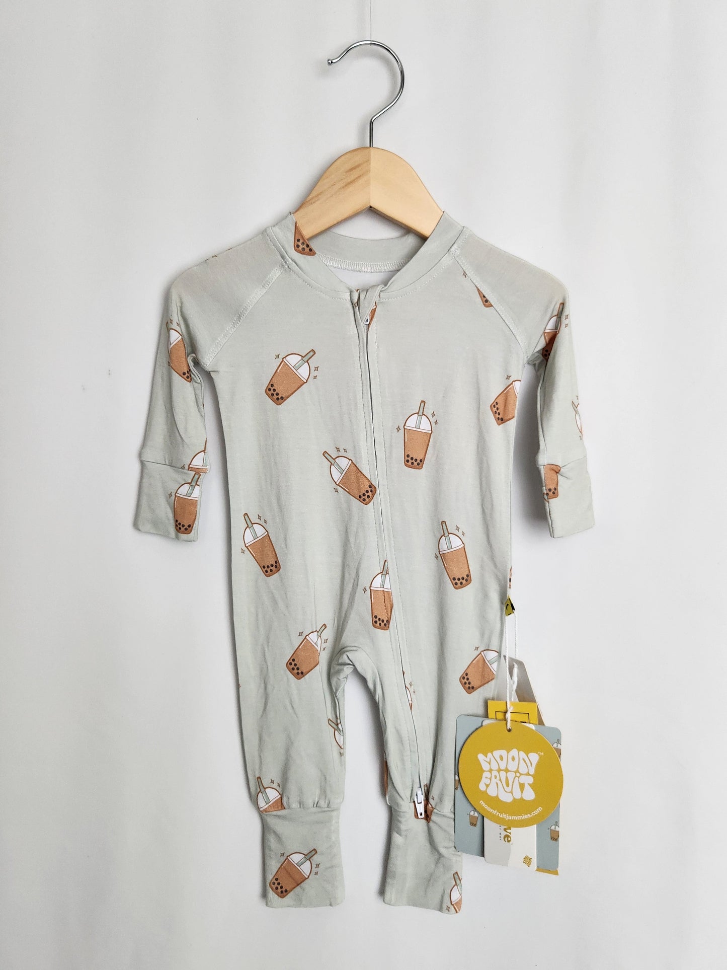 NEW Moonfruit Jammies Bubble Tea Zip Romper • 0-3 months