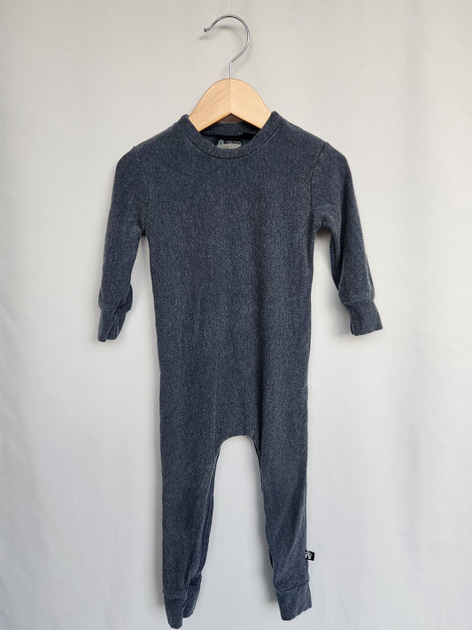 Cabin Fever Navy Tencel/Organic Cotton Zip Romper • 18-24 months