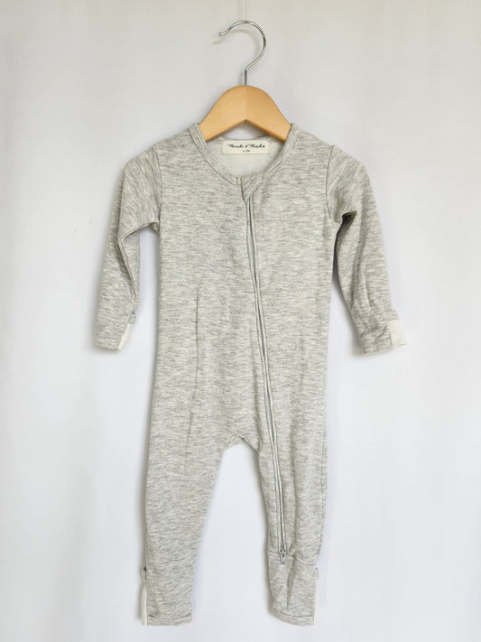 Bambi & Birdie Grey Warm Zip Sleeper • 6-12 months