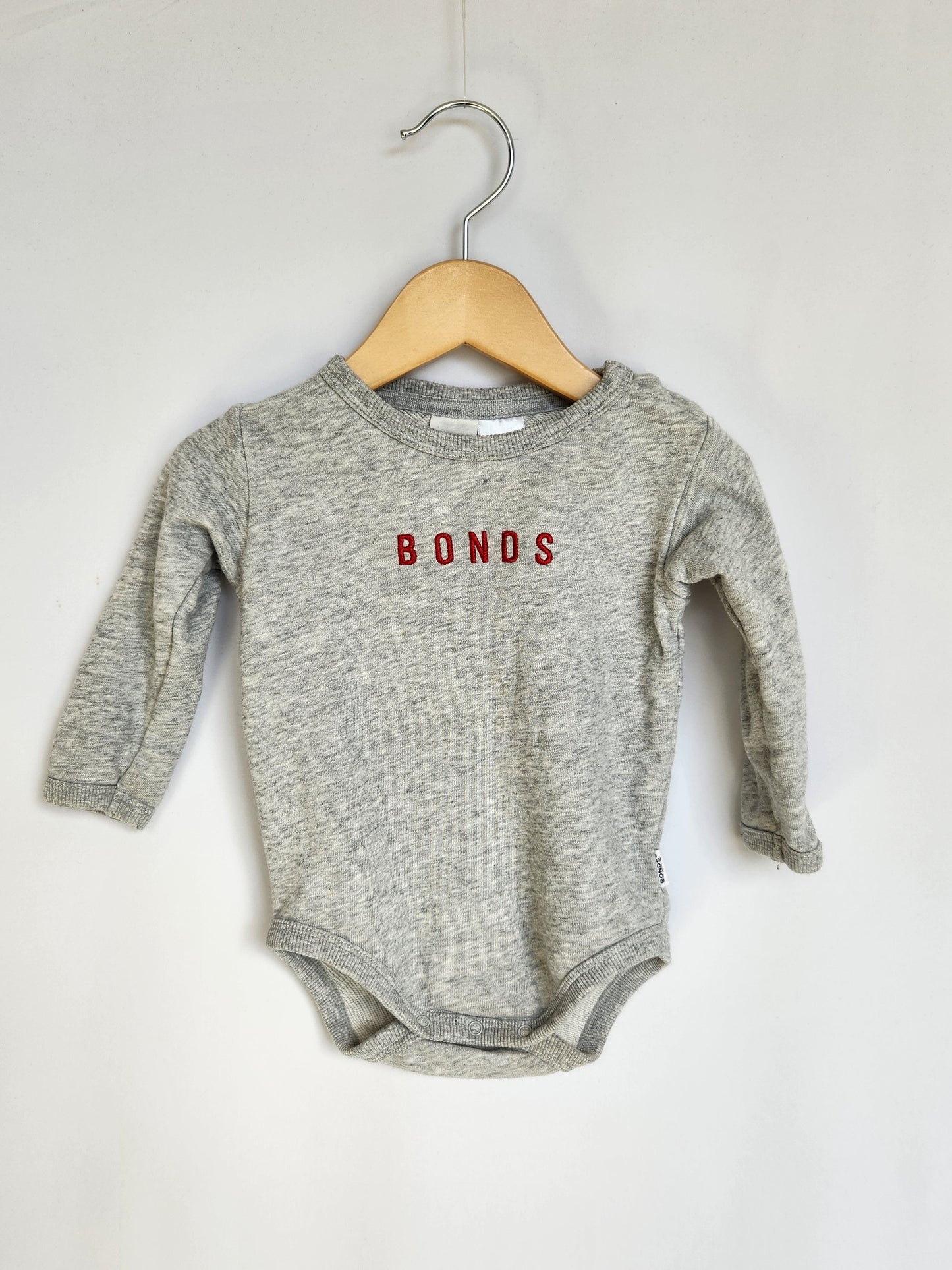 Bonds Grey Sweatshirt Romper • 3-6 months