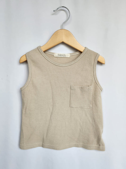 Bubs & Co Waffle Pocket Tank • 3T