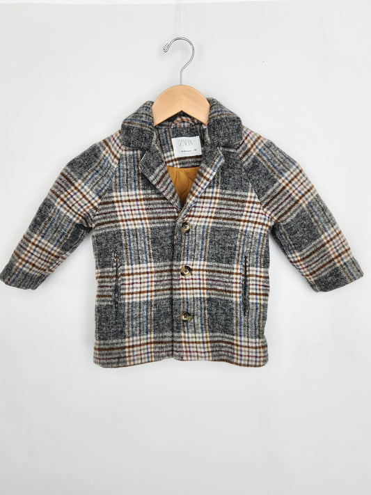 Zara Plaid Coat • 18-24 months