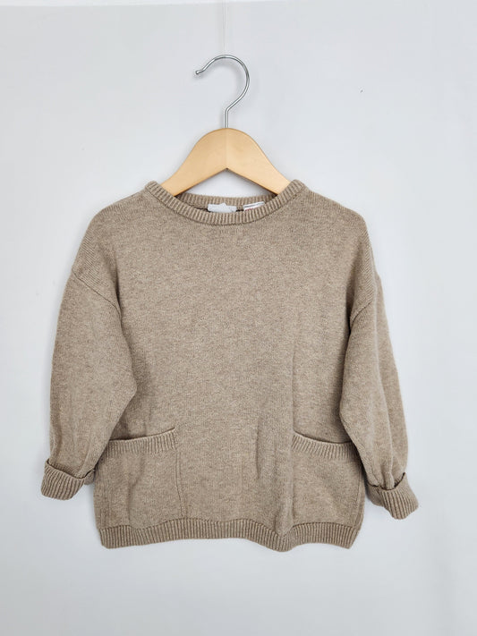 Zara Oat Knit Pocket Sweater • 18-24 months