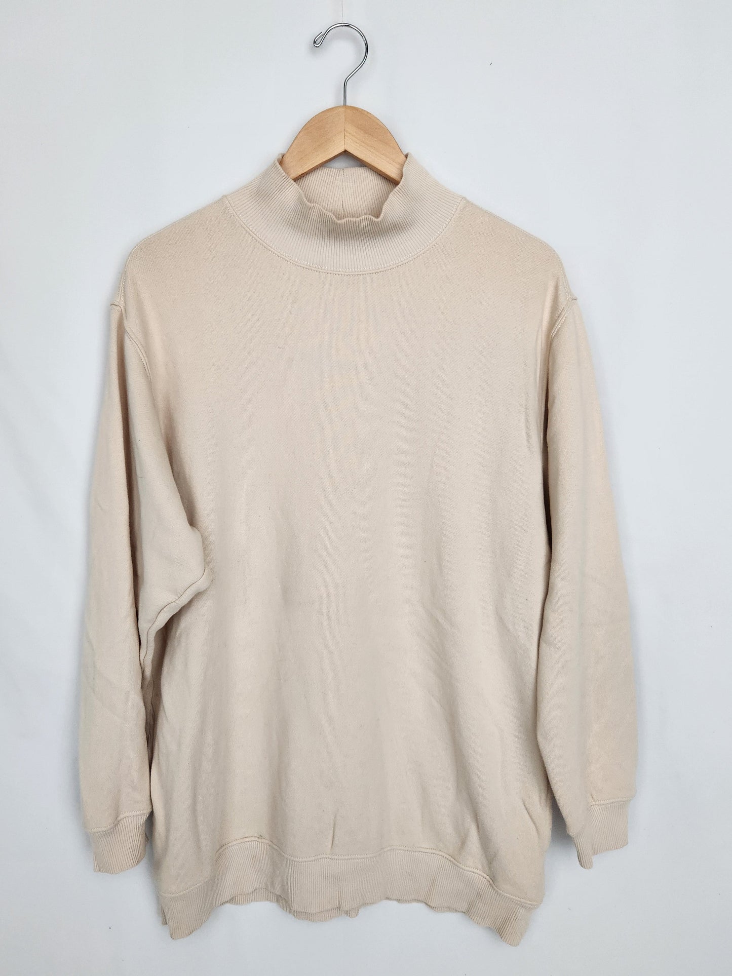 Aerie Cream Cozy Mock Neck Tunic Sweatshirt • Small