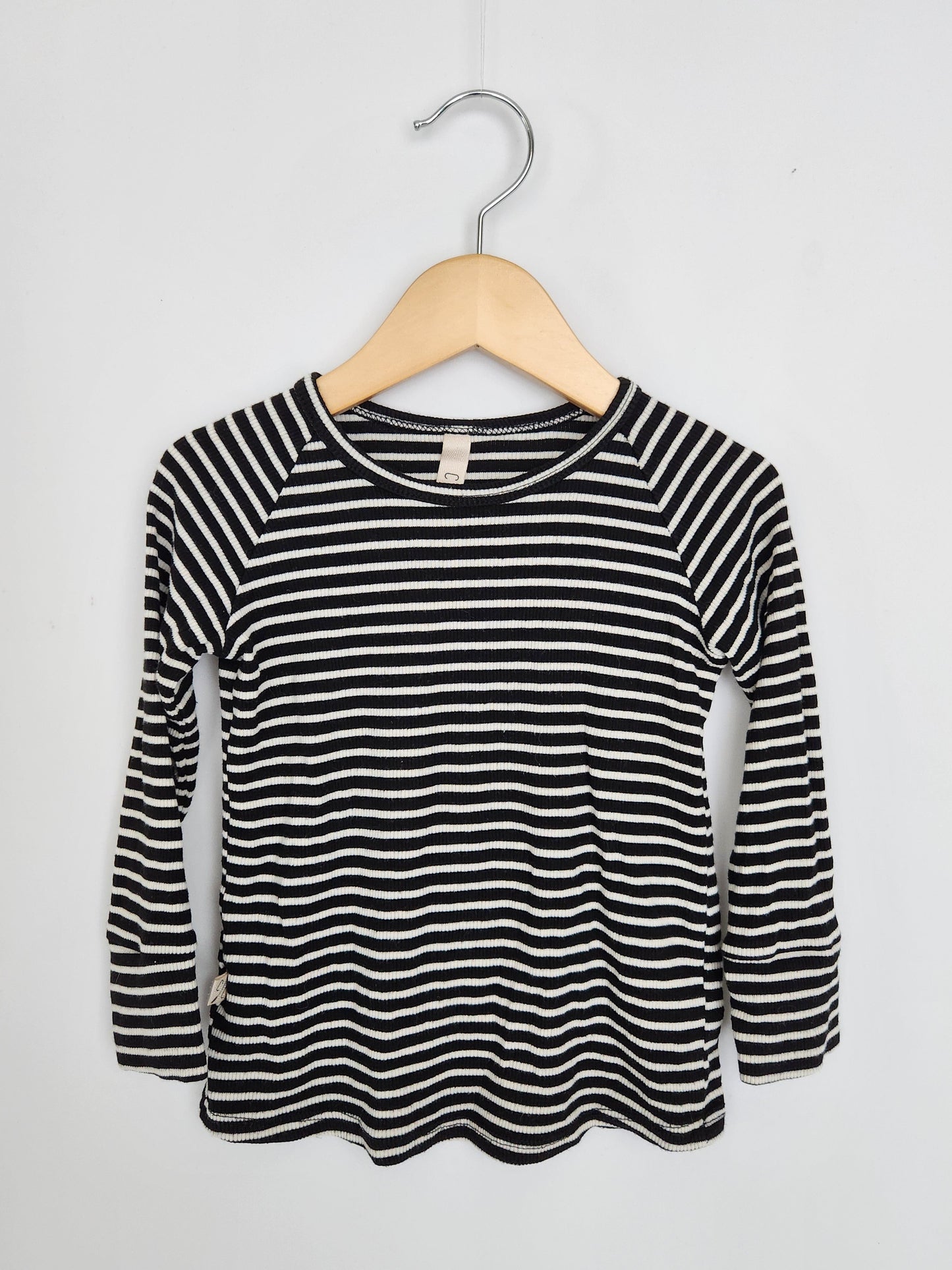 Childhoods Clothing Black Stripe Ribbed Long Sleeve Tee • 3T