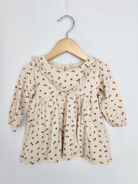 Quiny Mae Organic Cotton Textured Floral Dress • 12-18 months