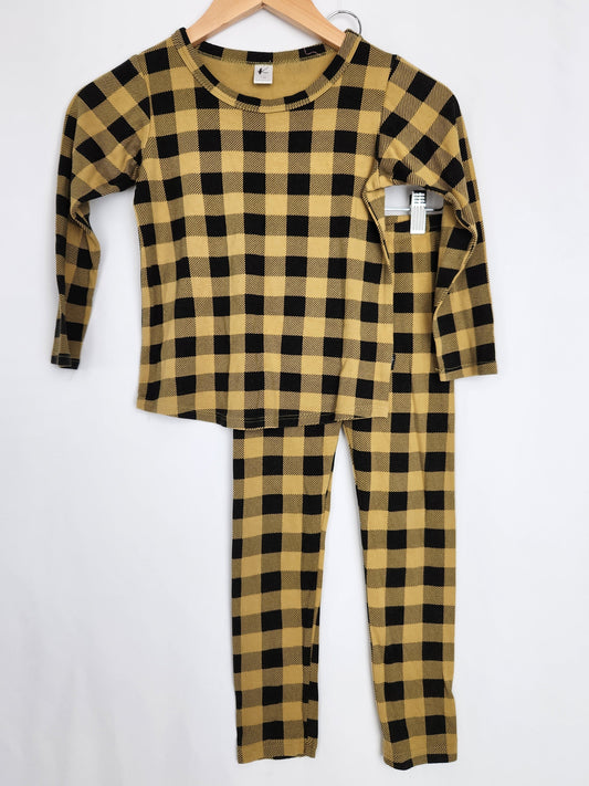 Little & Lively Kindred Clothing Yellow Plaid Lounge Set • 7-8 years