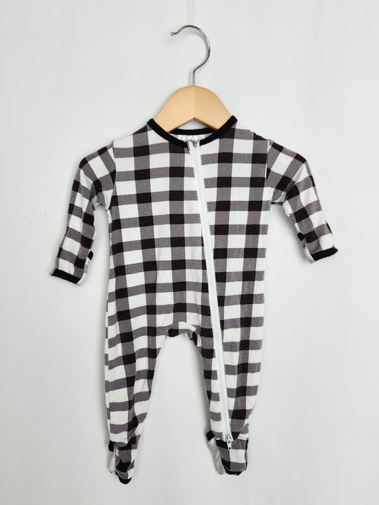 Bambi & Birdie Black Plaid Zip Romper • 0-3 months