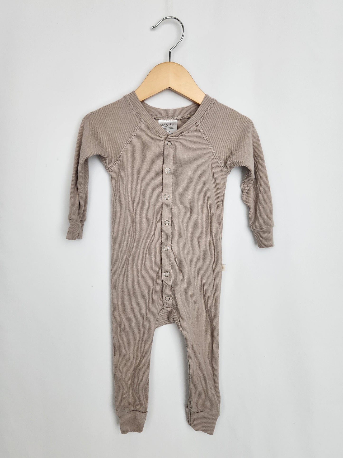 Jax & Lennon Stone Ribbed Lounge Suit • 6-12 months