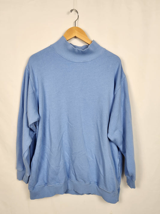 Aerie Blue Cozy Mock Neck Tunic Sweatshirt • Large