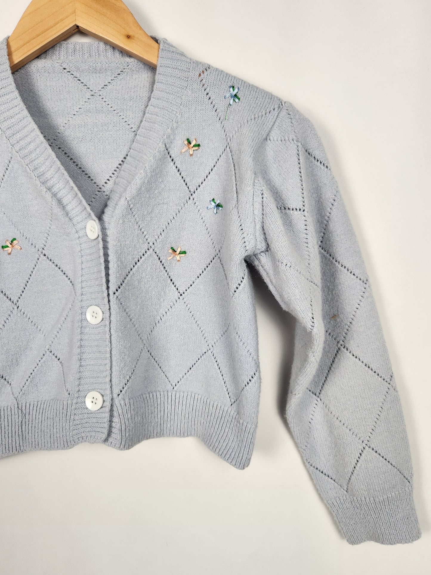 Dainty Floral Embroidered Knit Cardigan • 4-5 years