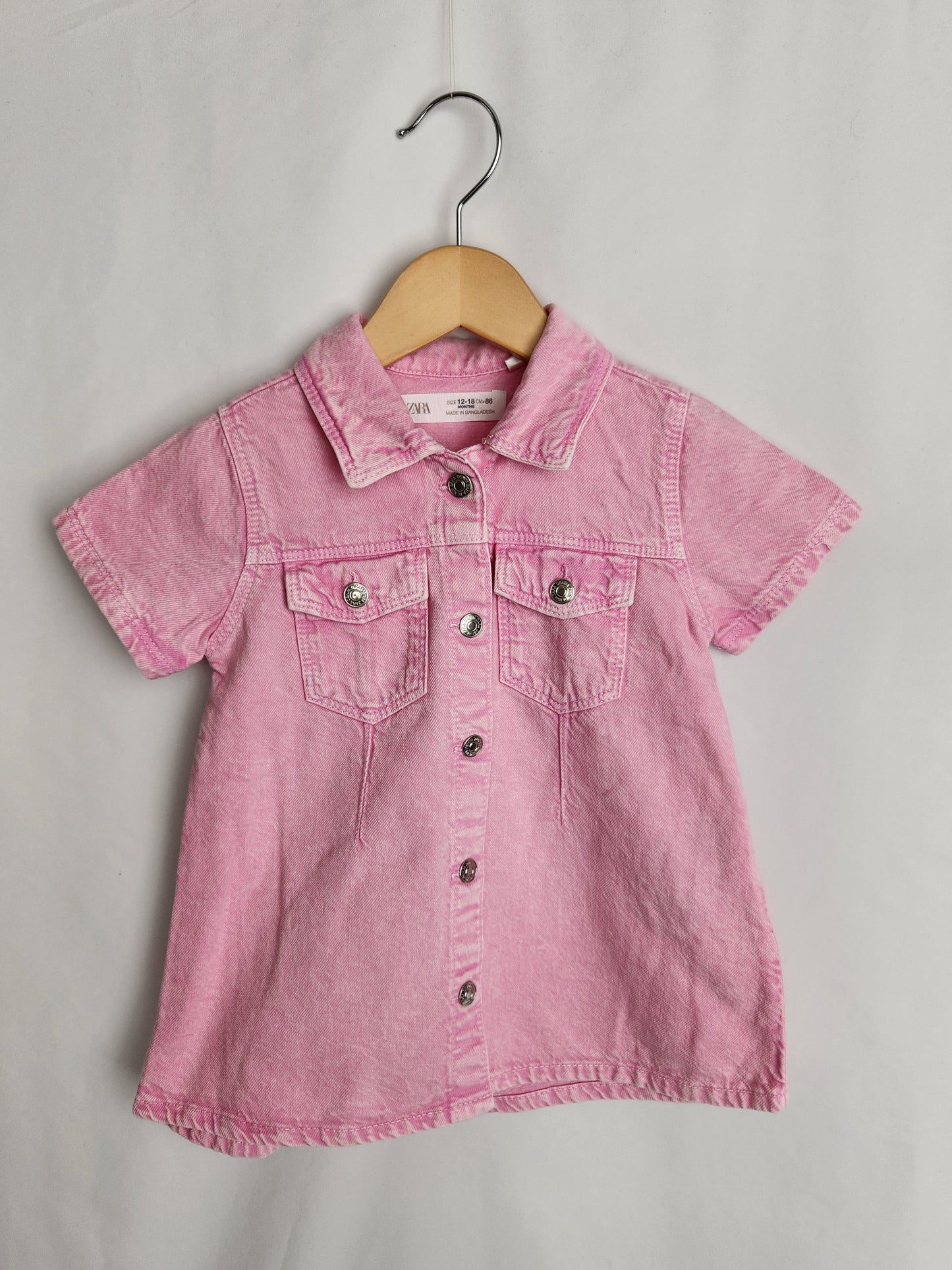 Zara Pink Denim Dress • 12-18 months