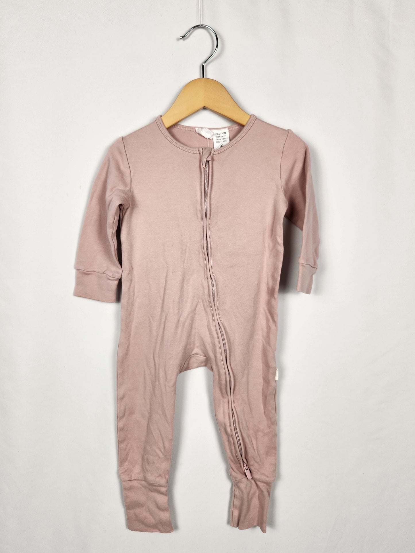 Jamie Kay Pale Pink Organic Cotton Zip Romper • 2 years