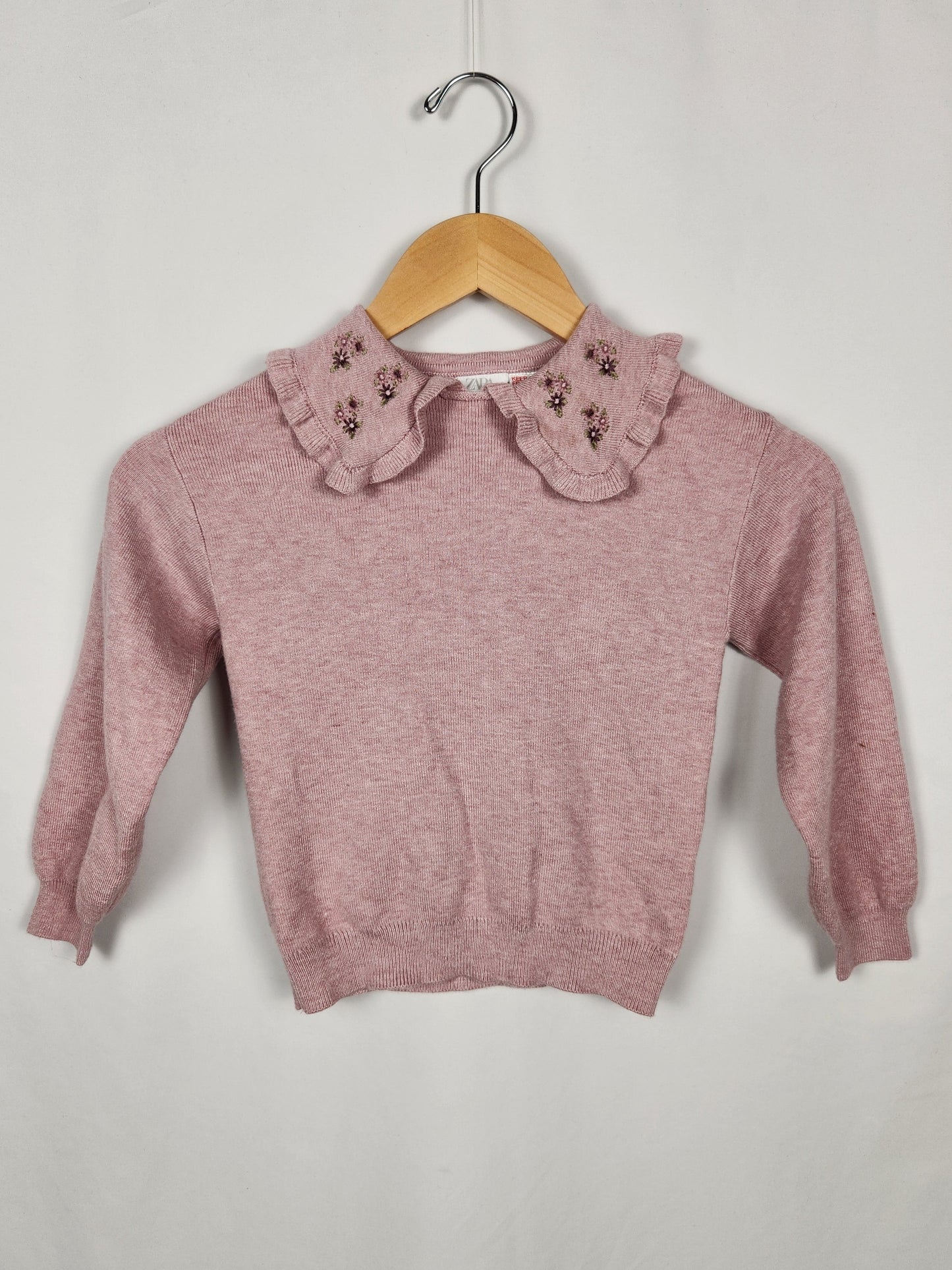 Zara Pink Collared Soft Knit Sweater • 4-5 years